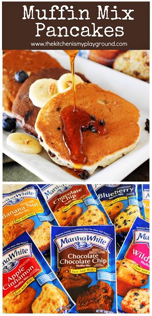 Pancakes Out Of Muffin Mix Easy, Pancakes From Muffin Mix How To Make, Martha White Muffin Mix Pancakes, Muffin Mix Pancakes, Pancake Mix Muffins, Muffin Mix Recipe, Flavored Pancakes, Pancake Muffins, Muffin Mix