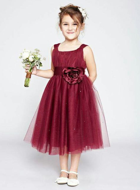 Burgundy Flower Girl Dress, Wedding Flowers Hydrangea, Girls Winter Dresses, Girls Bridesmaid Dresses, Girls Dresses Online, Burgundy Bridesmaid, Winter Wedding Flowers, Burgundy Bridesmaid Dresses, Burgundy Flowers