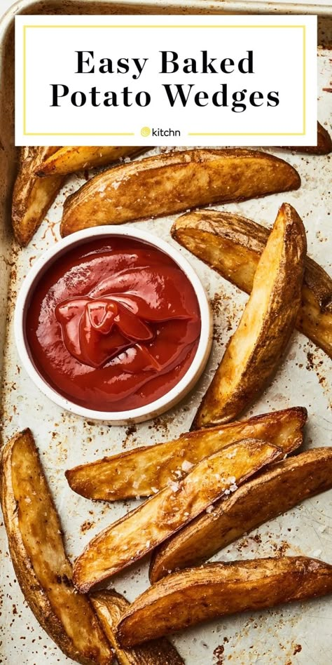 How to Make Easy Baked Potato Wedges | The Kitchn Oven Baked Wedges, Oven Wedges, Baked Potato Wedges Recipe, Homemade Potato Wedges, Russet Potato Recipes, Baked Potato Wedges, Easy Baked Potato, Potato Wedges Recipe, Potatoes In Oven