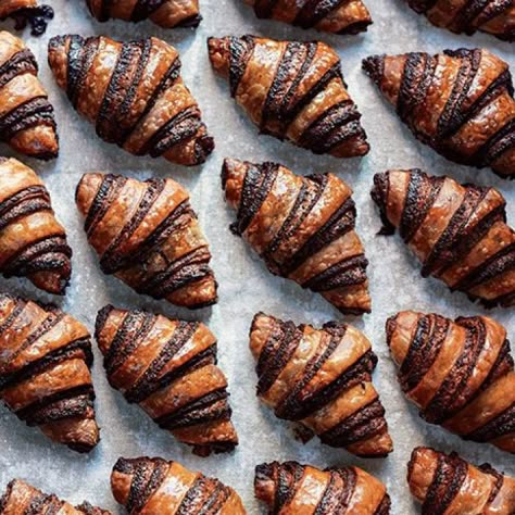 Chocolate Rugelach Recipe, Chocolate Marble Loaf Cake, Breads Bakery, Rugelach Cookies, Chocolate Rugelach, Rugelach Recipe, Babka Recipe, Baking Cookbooks, Chocolate Babka