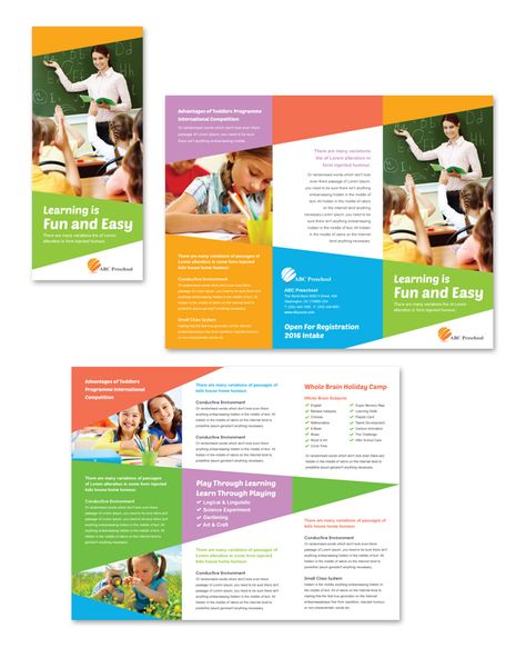 Preschool Education Tri Fold Brochure Template http://www.dlayouts.com/template/860/preschool-education-tri-fold-brochure-template Preschool Brochure Design, Preschool Brochure, Kids Brochures, College Brochure, Tri Fold Brochure Template, Brochure Sample, Education Brochures, School Advertising, School Brochure