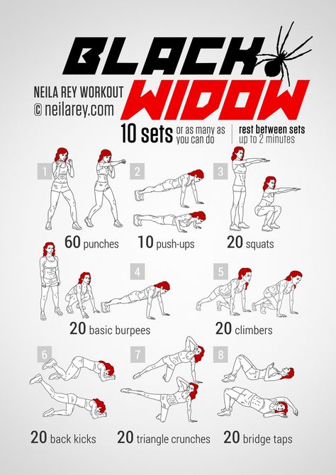 Black Widow Workout - Every themed workout on this website is awesome. Black Widow Workout, Neila Rey Workout, Neila Rey, Hero Workouts, Superhero Workout, Fitness Hacks, The Black Widow, Trening Fitness, Street Workout