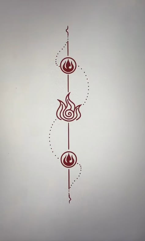 Tatuagem na espinha do elemento fogo de avatar Fire Nation Tattoo, Fire Nation Symbol, Avatar Wallpaper, Avatar Tattoo, Fire Lily, Sketch Style Tattoos, New Tattoo Designs, Cool Tattoo, Fire Tattoo