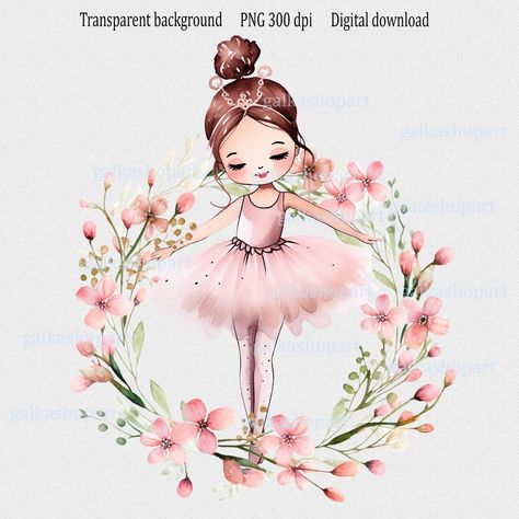 Animal Sketches Easy, Whimsical Wreath, Baby Ballet, Ballet Party, Ballet Girl, Ballerina Birthday Parties, Baby Ballerina, Png Illustration, Whimsical Wreaths