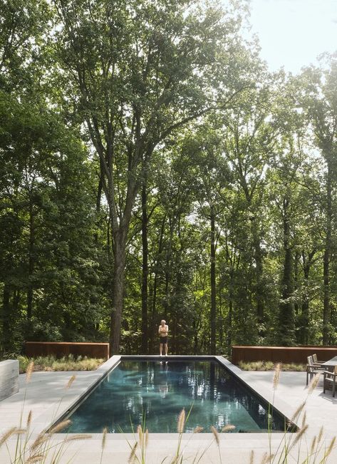 After a Fire, a Maryland Couple Turn to Charred Wood to Rebuild Their House #baltimore #hometour #shousugiban #cortensteel #modernhome #pool Cool Swimming Pools, Charred Wood, Concrete Pool, Residential Architect, Modern Pools, Casa Exterior, Swimming Pool Designs, Garden Pool, Pool Decks