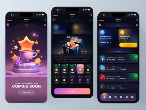 Telegram Game Ui Hamster - Web3 Dashboard by AlexP for Morethan on Dribbble Trivia App, App Development Design, Android Design, Blockchain Game, Skill Games, Loyalty Rewards, Dashboard Ui, Good Relationship Quotes, Game Ui Design