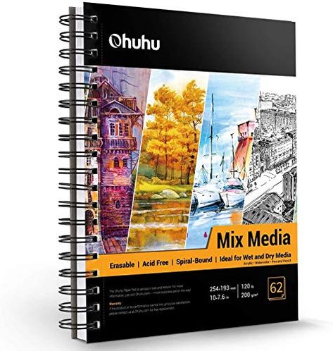 Mix Media Pad, Ohuhu 254×193mm Art Sketchbook, 200gsm Heavyweight Papers 62 Sheets, Spiral Bound Mixed Media Paper Pa... Hummingbird Painting Acrylic, Kawaii Stuff To Buy, Sheep Drawing, Painted Christmas Gifts, Making Content, Ohuhu Markers, Watercolor Hummingbird, Prismacolor Art, Hummingbird Painting