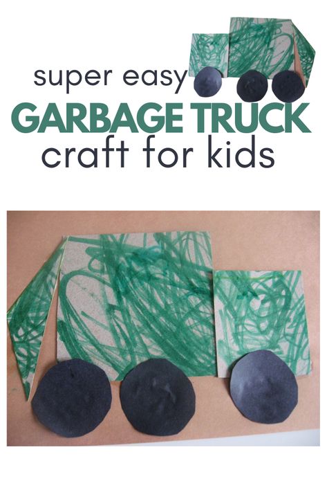 Garbage Truck Craft Garbage Truck Activities For Toddlers, Garbage Truck Craft Preschool, Trash Collector Preschool Activities, Recycling Activities For Toddlers, Garbage Truck Craft, Infants Crafts, Prek Lessons, Community Helpers Crafts, Community Helpers Preschool Activities