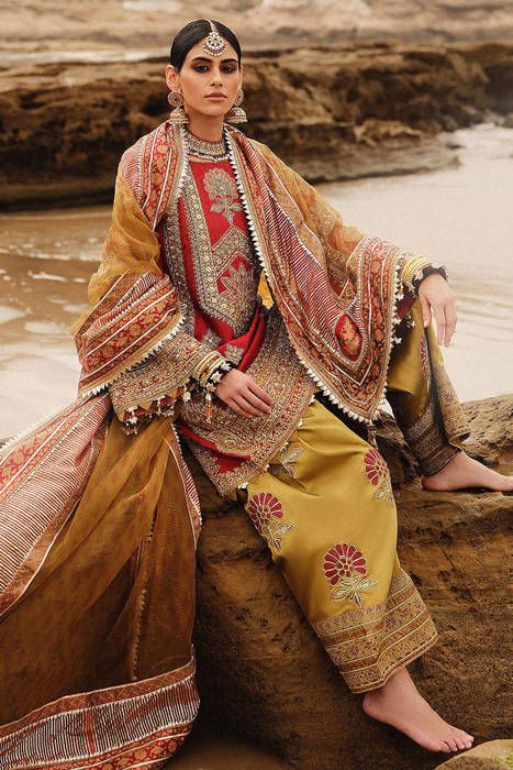 Atlas Multicolour Suit Design, Indian Festive Wear For Women, Indian Printed Suits, Fulkari Suits Punjabi, Jaggo Outfit Punjabi Suit, Indian Wedding Guest Outfit, Mohsin Naveed Ranjha, Bandhej Print, Bridal Suits