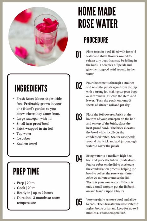 How To Make Rose Water, Rose Water Diy Recipes, Rosewater Recipe, Rose Infused Oil, Benefits Of Rose Water, Homemade Rose Water, Rose Water Diy, Essential Oil Perfumes Recipes, Homemade Perfume