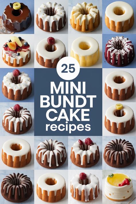 25 Mini Bundt Cake Recipes That Will Make You Swoon – Hangry Hanna How To Make Mini Bundt Cakes, Mini Birthday Cakes For Women, Snickerdoodle Mini Bundt Cake, Dash Bundt Recipes, Individual Bundt Cake Recipes, Bundlette Cake Recipes, Copycat Bundt Cake Recipes, Making Mini Cakes, Mini Wedding Cakes Ideas