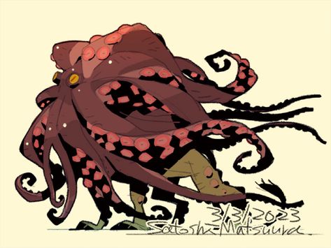 Satoshi Matsuura, Octopus Illustration, New Illustration, Primitive Design, Fantasy Creatures Art, Monster Design, Cartoon Character Design, Fantasy Illustration, Creature Design