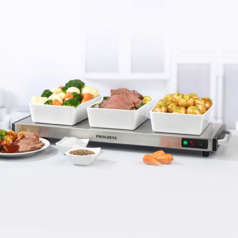 Progress Cordless Hot Plate | Dunelm Food Warmer Buffet, Server Tray, Crockery Design, Party Display, Dish Warmer, Plate Food, Things I Wanna Buy, Buffet Server, Portable Food