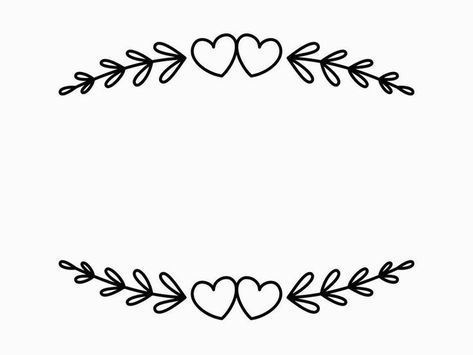 Embroidery Border Patterns Design, Heart Border Tattoo, Canvas Border Designs, Heart Border Design, Border Design Embroidery, Easy Border Designs, Full Hand Tattoo, Hand Drawn Heart, Hearts Svg