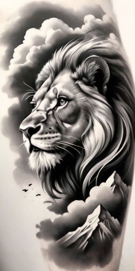 Lion Design Tattoo, Lion Tattoo Design Stencil, Realistic Lion Tattoo Design, Lion Tattoo Drawing, Lion Tattoo Sketch, Leones Tattoo, Lion Tattoo Stencil, Lion Sleeve Tattoo, Leon Tattoo