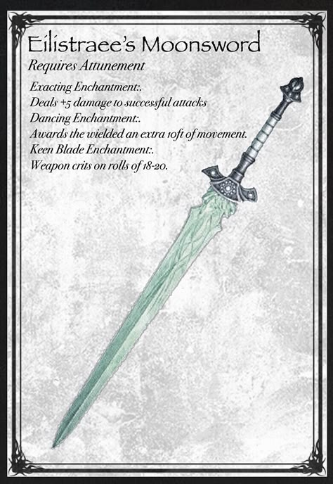 Dnd 5e Magical Swords, Dnd 5e Swords, Dnd Eilistraee, Dnd Weaponsmith, Homebrew Items, Dnd Magic, Dnd Homebrew, Dnd Items, Magical Items