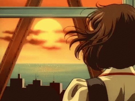 Sunset Gif, 80s Anime, 8bit Art, Anime Gifs, Old Anime, Anime Gifts, 90s Anime, Aesthetic Gif, Anime Aesthetic