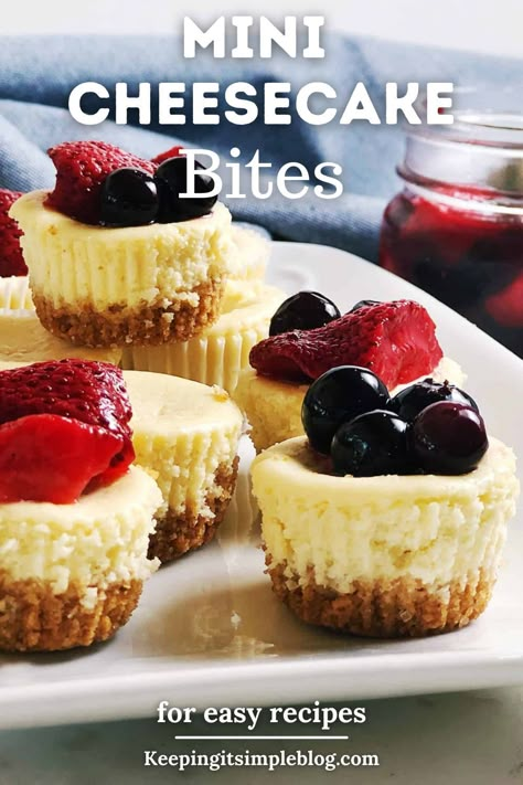 Cheesecake In Muffin Cups, No Bake Cheesecake Muffin Tin, What To Make In Mini Muffin Pan, Christmas Mini Muffin Tin Recipes, Toppings For Mini Cheesecakes, Mini Cheesecakes In Mini Muffin Pan, Mini Muffin Cakes, No Bake Mini Cheesecake Bites, Dessert In Mini Muffin Tin