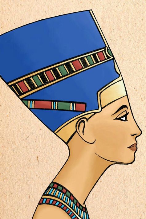 Egypt Art Drawing, Egyptian Art Drawing, Nefertiti Art, Ancient Egypt Projects, Egyptian Drawings, Starověký Egypt, Egypt Project, Egyptian Painting, Egyptian Design