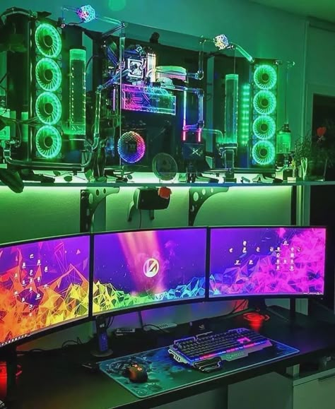 Wall Mounted Pc, Pc Gaming Desk, Dream Setup, Small Game Rooms, Best Gaming Setup, Computer Gaming Room, Gaming Room Decor, Pc Build, Pc Gaming Setup