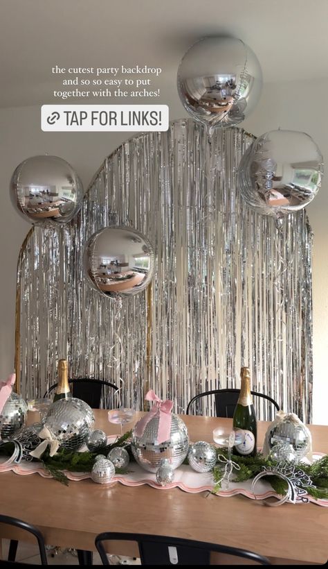 30th Decorations, Fringe Curtains, Disco Birthday Party, Disco Decorations, Disco Party Decorations, Sparkly Party, Disco Theme, Metallic Balloons, New Years Eve Decorations