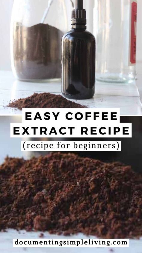 This coffee extract recipe will help you easily add the flavour of coffee to baked goods, ice cream, or even pancakes. It uses only two ingredients and is simple to make. Coffee House Recipes, Diy Extracts Recipes, Coffee Extract Recipes, Almond Extract Recipe, Extracts Homemade, Coffee Diy Recipes, Extract Recipes, Flavored Coffee Recipes, Homemade Extracts