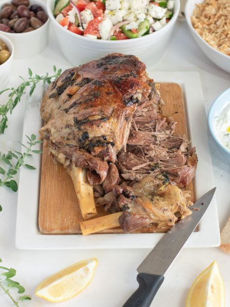 Roasted Lamb Leg, Greek Lamb Recipes, Slow Roasted Lamb, Slow Roast Lamb, Roasted Lamb, Lamb Leg, Lamb Shoulder, Leg Of Lamb, Slow Cooked Lamb