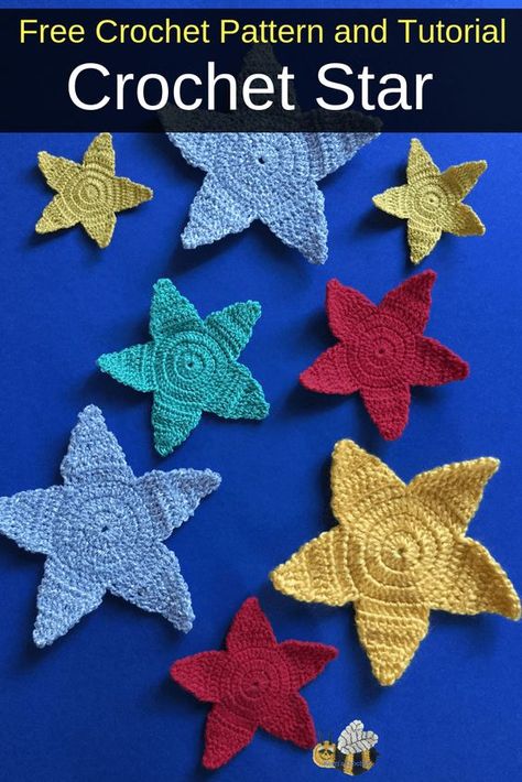 Get this free crochet pattern of a beginner crochet star at Kerri's Crochet. #FreeCrochetPattern #CrochetStar #BeginnerCrochet Crochet 5 Point Star Free Pattern, Crochet Star Pattern Diagram, Star Pillow Crochet Pattern Free, Star Coaster Crochet Pattern, Crochet Star Applique, Crochet Star Pattern, Crochet Star Patterns, Crochet Beginner, Crochet Scrubbies