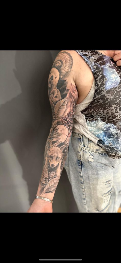 Fox tattoo sleeve Fox Tattoo Sleeve, Fox Tattoo, Tattoo Sleeve, Sleeve Tattoos, Fox, Tattoos