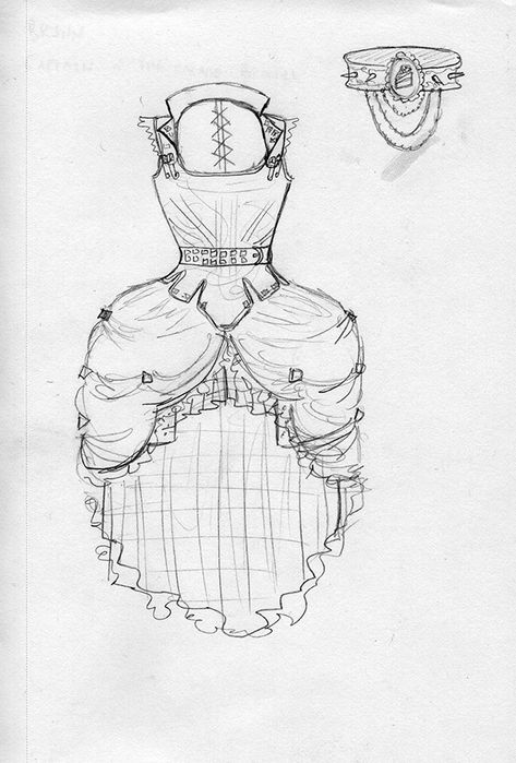 Rococopunk Costume on MICA Portfolios Reawakening Fashion, Fantasy Costume Design, Goth Styles, Costume Design Sketch, Fashion Portfolio Layout, Flat Pattern, Royal Art, Miniature Portraits, Clothing Design Sketches