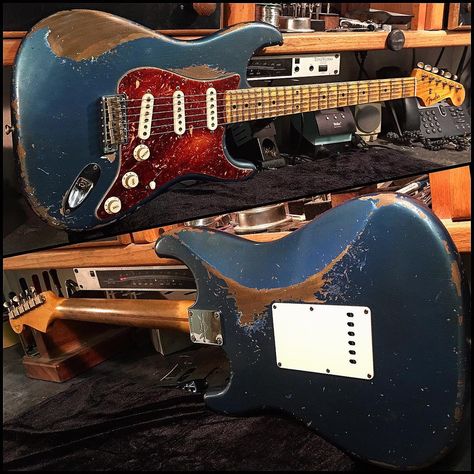 «Lake Placid Blue 57 Stratocaster Heavy Relic with an eight hole tortoise pickguard. Built for @worldguitars #fender #fendercustomshop #relic #heavyrelic…» Blue Stratocaster, Fender Strat, Lake Placid Blue, Stratocaster Guitar, Fender Vintage, Guitar Photos, Pet Snake, Fender Guitar, Guitar Gear