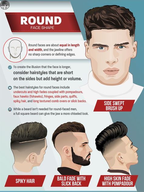 Are about equal in length and width, and the jawline offers no sharp corners or defining edges Haircuts For Round Face Shape, Round Face Men, Trendy Mens Haircuts, Undercut Men, Bangs For Round Face, Cool Mens Haircuts, Face Shape Hairstyles, Medium Length Hair Men, Round Face Shape