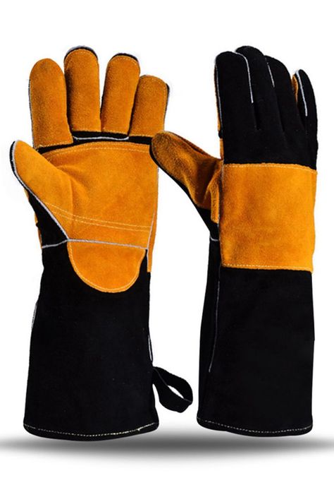 Heat Resistant Tig Leather Welding Gloves Black Leather Gauntlets, Metal Claws Gloves, Mechanix Wear Gloves, Motor Gloves, Worker Safety, Mechanic Gloves, Bbq Gloves, Welding Gloves, Leather Work Gloves