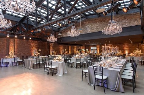 Chicago Wedding, industrial meets ballroom wedding reception with elegant chandelier light fixtures and floral tablescapes at Revel Motor Row in Chicago, Illinois. Brought to life by Caterer- Limelight, Florist- Revel Decor, Photographer- Carasco Photography and Planner- SQN Events. Revel Motor Row Wedding, Floral Tablescapes, Ballroom Design, Ballroom Wedding Reception, Wedding Web, Ball Room, Wedding Questions, Chicago Wedding Venues, Elegant Chandeliers