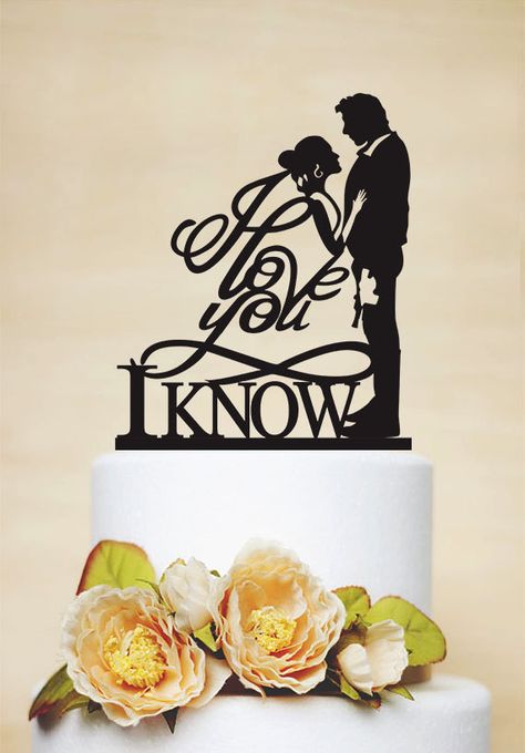 Star Wars Wedding Cake Topper I love you I by AcrylicDesignForYou Star Wars Wedding Cake, Star Wars Silhouette, Star Wars Cake Toppers, Star Wars Wedding Theme, Nerd Wedding, Wedding Cake Fresh Flowers, Geeky Wedding, Nerdy Wedding, Geek Wedding