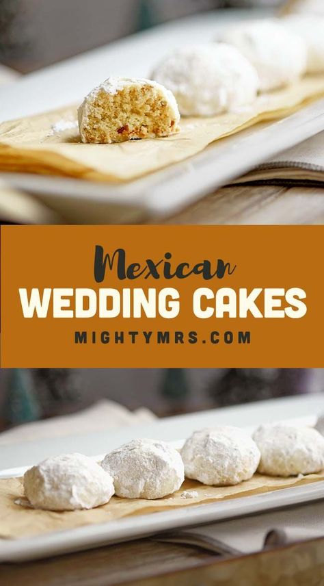 Mexican Wedding Cakes - a.k.a. snowball cookies, these are a must make for the holiday season! Flavored with buttery pecans, these classic cookies melt in your mouth and always a crowd favorite. So tasty!! #snowballcookies #holidaybaking #christmascookies #mexicanweddingcookies Mexican Wedding Cake Cookies, Mexican Wedding Cakes, Russian Tea Cakes, Mexican Wedding Cake, Mexican Desserts, Cakes Easy, Chocolate Chip Shortbread Cookies, Pecan Sandies, Cookie Balls