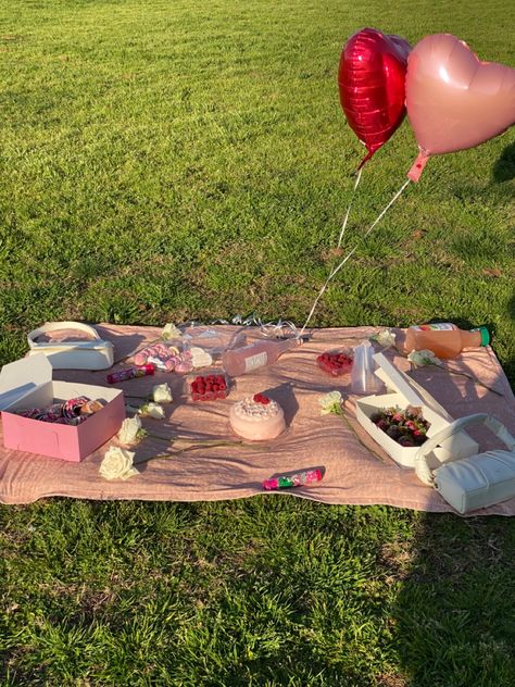 Anniversary Picnic, Picnic Pictures, Pink Picnic, Outing Ideas, Night Picnic, 1 Year Anniversary, First Anniversary, Anniversary Cake, Birthday Ideas