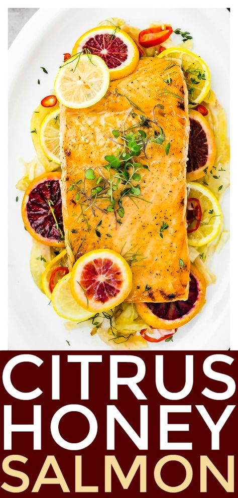 Slow Roasted Salmon, Salmon Recipe Videos, Honey Baked Salmon, Roasted Salmon Recipes, Healthyish Recipes, Citrus Salmon, Paleo Seafood Recipes, Honey Salmon, Citrus Recipes