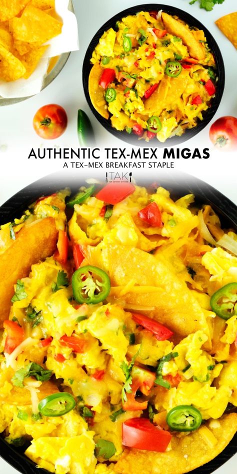 Best Migas Recipe | A Tex-Mex Breakfast Staple! - The Anthony Kitchen Migas Recipe Mexican Breakfast, American Comfort Food Recipes, Migas Recipe, Brunch Sides, Comfort Food Desserts, Mexican Side Dishes, Recipe Mexican, Mexican Breakfast, Brunch Casserole