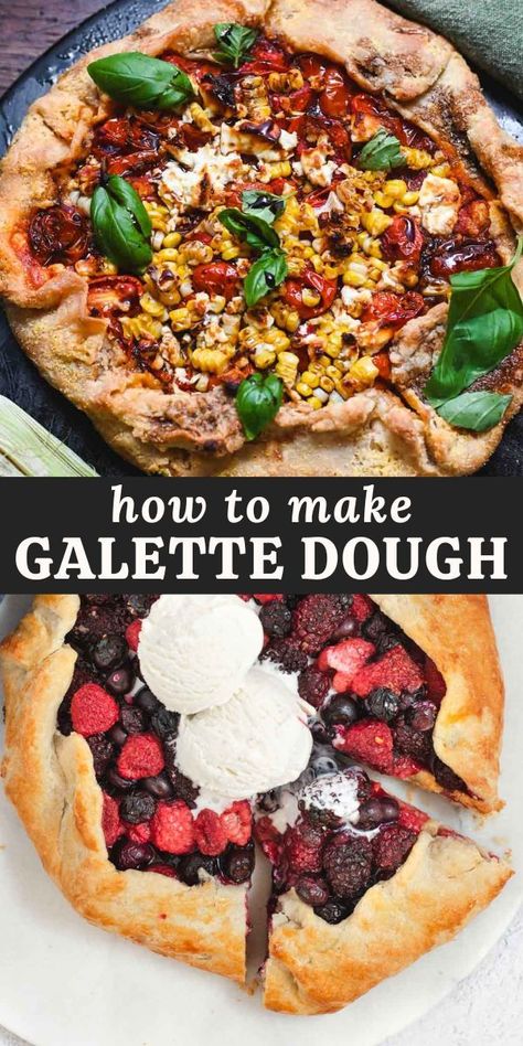 Savory Galette Dough, Rustic Pie Crust, French Galette Recipe Savory, Galette Recipe Savory Easy, Tarte Dough Recipe, Galette Filling Ideas, Vegan Gallete Recipe Savory, Keto Galette Crust, Savory Gallette Recipe Easy