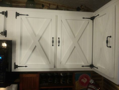 Custom cabinet doors. Dummy strap hinge made with 3D printer and nailed on with cut tacks. Barn Door Hinges, Custom Cabinet Doors, Strap Hinges, Custom Cabinet, Modern Desert, Utility Room, White Kitchen Cabinets, Door Hinges, Custom Cabinets