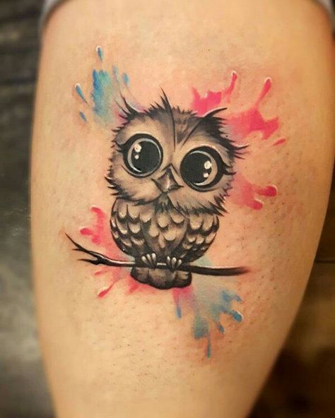 Owl With Glasses Tattoo, Baby Owl Tattoo For Women, Colorful Owl Tattoos For Women, ဇီးကွက် Tattoo, Owl Tatoos Woman, Small Owl Tattoos For Women, Owl Arm Tattoo, Small Owl Tattoos, Owl Tattoos For Women