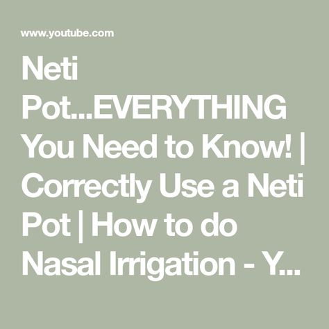 Neti Pot...EVERYTHING You Need to Know! | Correctly Use a Neti Pot | How to do Nasal Irrigation - YouTube Netty Pot, Netti Pot, Sinus Rinse, Sinus Health, Herbal Coffee, Neti Pot, Smoothie Bowl Healthy, Hashimotos Disease, Diy Snacks