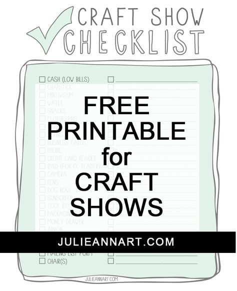 Free Printable Check List for craft show prep. Click to print and start getting organized! Craft Show Booths, Mint Gum, Free Printable Crafts, Craft Fairs Booth, Pen Craft, Crafts Diy Projects, Julie Ann, Craft Shows, Craft Display