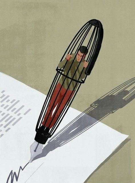 Writing in a cage Human Graphic Design, Human Illustration, Satirical Illustrations, Illustration Editorial, Meaningful Pictures, Visual Metaphor, Image Swag, Shotting Photo, Deep Art