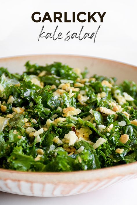 Kale Salad With Parmesan Cheese, Kale Garlic Salad, Garlic Kale Salad, Kale Fennel Salad, Kale And Parmesan Salad, Kale Parmesan Salad, Massaged Kale Salad Recipes, Kale Dressing Recipes, Kale Recipes Healthy Clean Eating