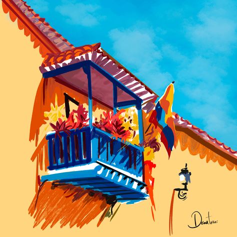 Los balcones de la vieja y romántica Cartagena de Indias, son la pincelada final que hace de su centro histórico una obra de arte admirada por todo el que pasea por sus estrechas calles y se deleita con historias de piratas y amores del mágico caribe colombiano. Colombian Art Paintings, Colombia Painting, Beach Tees, Projects School, Colombian Art, Lotus Flower Pictures, Beach Tee, Flower Pictures, Lotus Flower