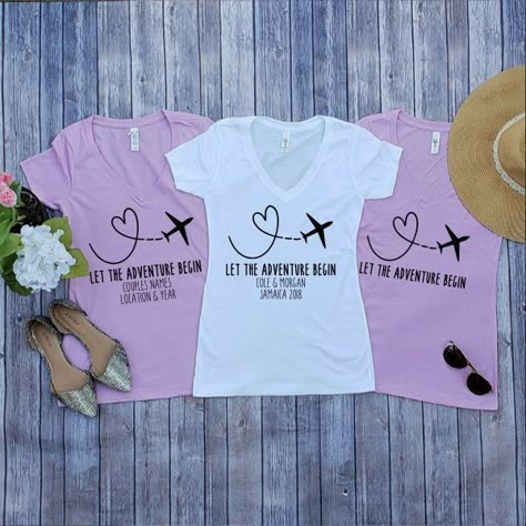 Destination Wedding Travel Shirts, Travel Shirts Ideas, Destination Wedding Shirts, 30th Birthday Ideas For Women, Best Friend T Shirts, Girls Trip Shirts, Hawaiian Outfit, Wedding Shirts, Mothers Day Shirts