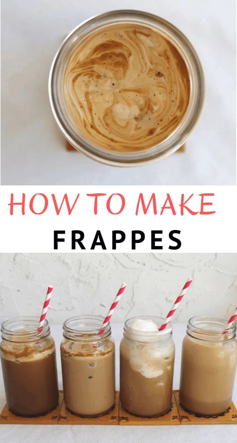 Frappé & Frappé Cold Coffee Variations - Mediterranean Latin Love Affair Ice Coffee Frappe Recipe, Making Frappe At Home, Cafe Frappe Recipes, Home Made Frappe, Iced Frappe Recipe, Frappe Mix Recipe, Diy Frappe Recipes At Home, Nescafe Coffee Recipes, Nescafe Frappe Recipe