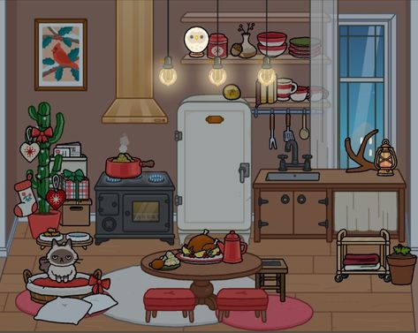 Toca Boca Winter House, Toca Boca Winter House Ideas, Toca Boca Room Ideas Christmas, To A Boca, Toca Boca Kitchen, Toca Life World Ideas, Toca Boca Ev, Toca Rooms, Boca Recipe